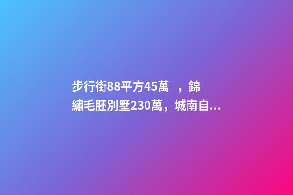 步行街88平方45萬，錦繡毛胚別墅230萬，城南自建房273平帶院165萬